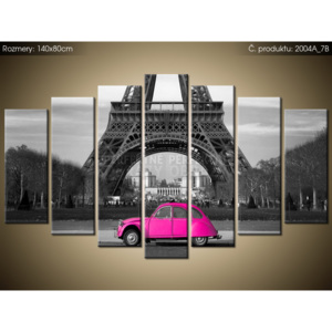 Tlačený obraz Ružové auto v Paríži 140x80cm 2004A_7B (Rôzne varianty)