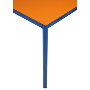 Stôl jedálenský, oranžová doska, modré konštrukcia, 800 x 800 mm