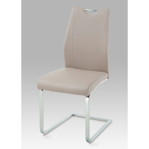 Jídelní židle, koženka lanýžová / chrom HC-025 LAN Autronic