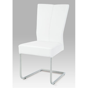 Jídelní židle nerez / koženka bílá BE6046 WT Autronic