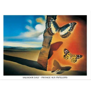 Reprodukcia, Obraz - Landscape with Butterflies, 1956, Salvador Dalí, (80 x 60 cm)