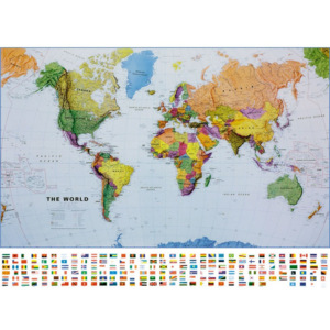 Svet - politická mapa, 136 x 100 cm, rám