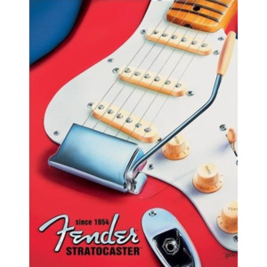 Plechová cedule Fender - Built to Inspire, (31,8 x 40,6 cm)