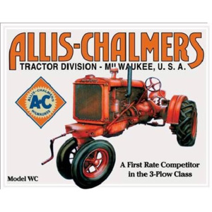 Plechová ceduľa ALLIS CHALMERS - MODEL WC tractor, (40 x 31,5 cm)