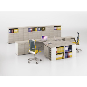 Prístavba pre kancelárske pracovné stoly 84 cm, biela/dub prírodný