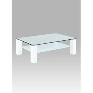 Konferenční stolek 118x78x38 cm, vysoký lesk bílý / čiré sklo 12 mm AHG-048 WT Autronic
