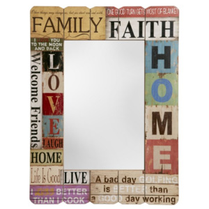Zrkadlo FAMILY, FAITH, HOME 80x60 cm - viacfarebná