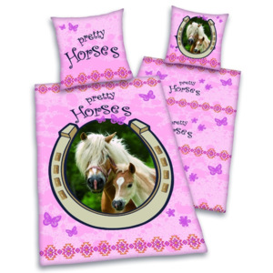 Herding Herding obliečky Pretty horses - ružové koníky 140x200,70x90