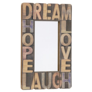 Zrkadlo DREAM, HOPE, LOVE, LAUGH 60x40 cm - hnedá,béžová