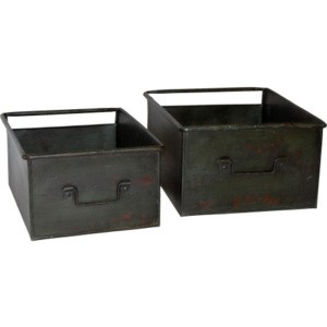 Industrial style, Skladovacie krabice - fabrická zelená 22x38x47cm (435)