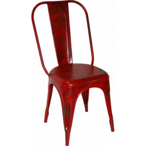 Industrial style, Kovová stolička v industriálnom štýle - červená patina 93x41x50 cm (321)
