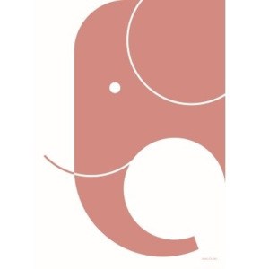 Ružový plagát SNUG.Elephant, 50 x 70 cm