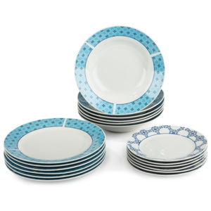 18-dielna súprava tanierov Klaudia, porcelán, modrá