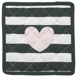 Sada 2 chňapiek Miss Étoile Heart Rose Black Stripes, 21 x 21 cm