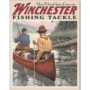 Plechová ceduľa WIN - fishing tackle, (32 x 41 cm)