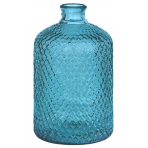 Industrial style, Veľká a ozdobená sklenená fľaša s krásnym retro vzhľadom - svetlo zelená 31xx19cm (1202)