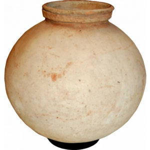 Industrial style, Hlinená váza s železným prstencom 39x32cm (751)