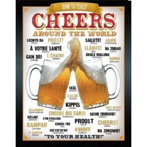 Plechová ceduľa BEER - Cheers Around The World, (31,5 x 40 cm)