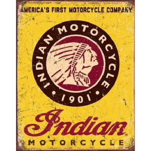Plechová ceduľa INDIAN MOTORCYCLES - Since 1901, (31,5 x 40 cm)