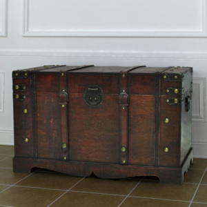 Vintage veľký drevený kufor Dekorhome
