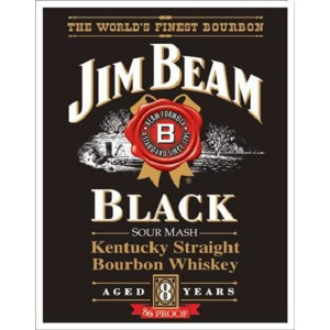 Plechová ceduľa JIM BEAM - Black Label, (31,5 x 40 cm)