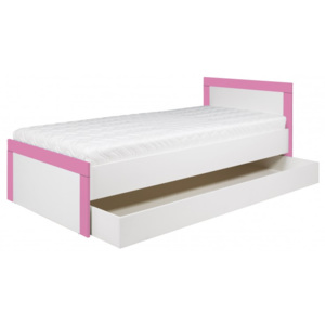 Klasická posteľ lightning - posteľ 90x200cm (biela, ružová)