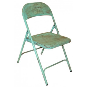 Industrial style, Stará skladacia stolička - bledozelená 80x40x40cm (928)