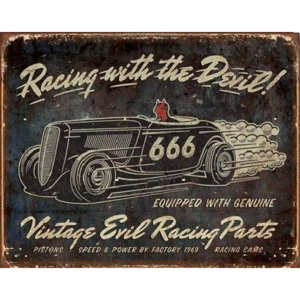 Plechová ceduľa VINTAGE - Evil Racing, (40 x 31,5 cm)