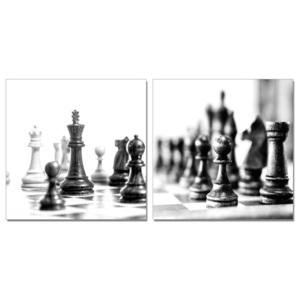 Obraz Chess - Black and White World, (240 x 120 cm)