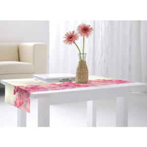 Štóla na stôl - Retro maky ružové, 40 x 140 cm