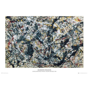 Plagát, Obraz - Jackson Pollock - silver on black, (91,5 x 61 cm)