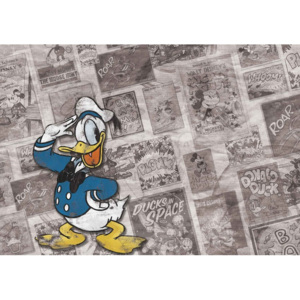 Fototapeta, Tapeta Disney - Káčer Donald, vintage noviny, (254 x 184 cm)