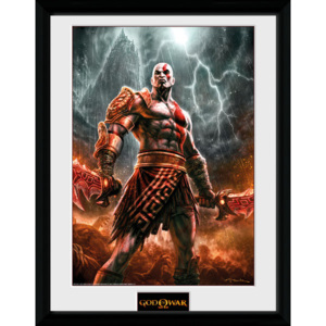 Rámovaný Obraz - God of War - Kratos Lightening