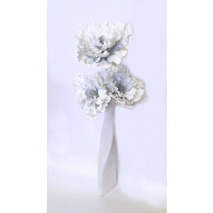 Eurofirany, Dekoračný penový kvet - Flore 164 biely šedý, 75 x 22 cm