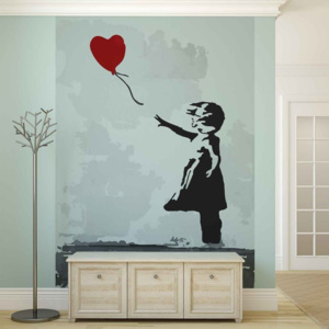 Fototapeta, Tapeta Banksy Street Art Graffiti - Balón srdce, (184 x 254 cm)