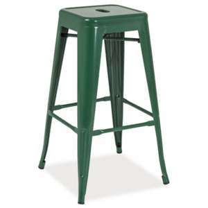Barová kovová stolička LONG tmavo zelená