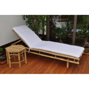 AxinTrading Bambusové ležadlo Polo s poduškou a odkladacím stolíkom