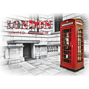 Fototapeta, Tapeta Londýn - Červená telefónna búdka, (368 x 254 cm)