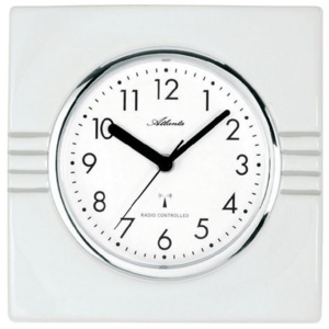 Nástenné keramické DCF hodiny Atlanta , biele 21cm