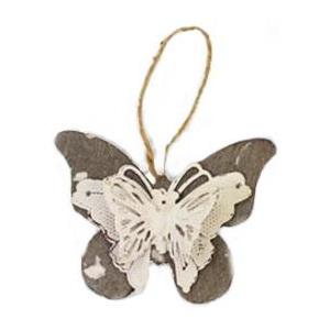 MOREX, Dekorácia motýlik šedý, 8 cm