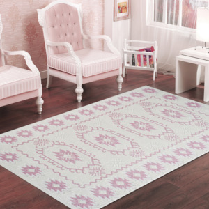 Pudrovoružový odolný koberec Vitaus Dahlia, 80 x 200 cm