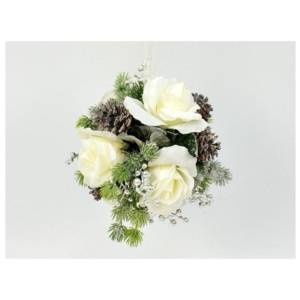 Dimex, dekoračná vianočná ozdoba - biela ruža 20 cm