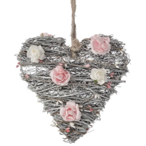 Eurofirany, Dekorácia Srdce s ružami, 18 cm