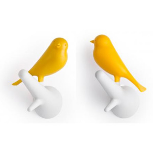 Nástenný vešiak Qualy Hook Sparrow, 2ks, biely-žltý