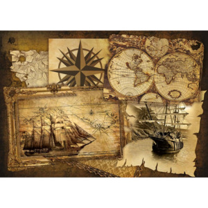 Fototapeta, Tapeta Vintage námornícka mapa, (312 x 219 cm)