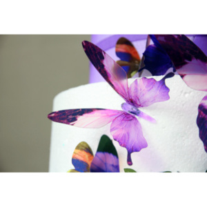 Sada 18 adhezívnych 3D samolepiek Fanastick Butterflies Purple