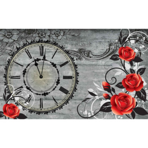 Fototapeta, Tapeta Vintage hodiny na drevenej doske, (416 x 254 cm)