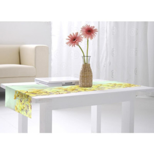 Štóla na stôl - Retro maky žlté, 40 x 140 cm
