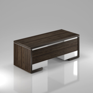 Stôl Lineart 200 x 85 cm + 2x kontajner a krycí panel brest tmavý / biela