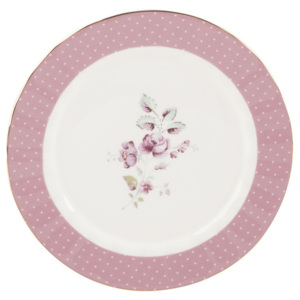 Ružovo-biely porcelánový dezertný tanier Creative Tops Ditsy